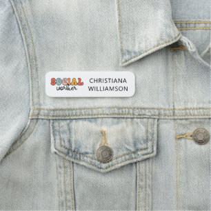 Personalised Retro Social Worker Name Tag