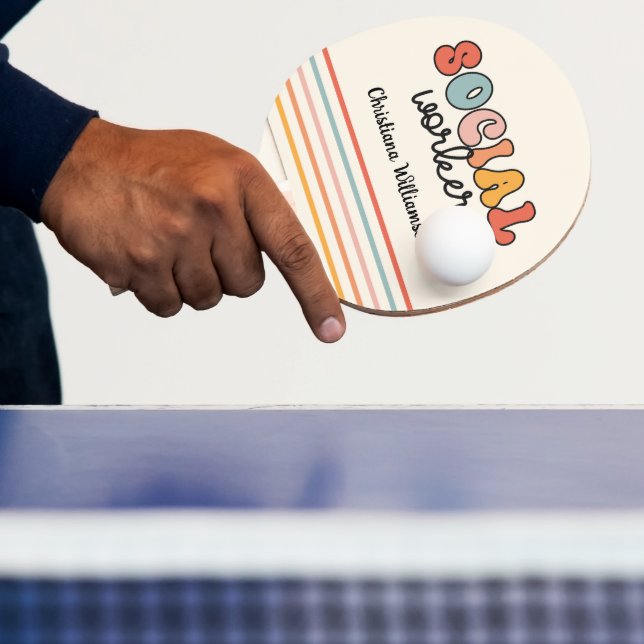 Personalised Retro Social Worker Ping Pong Paddle (Insitu)