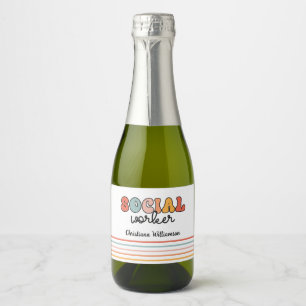 Personalised Retro Social Worker Sparkling Wine Label