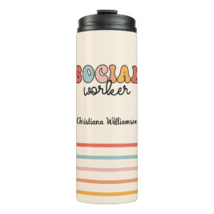 Personalised Retro Social Worker Thermal Tumbler