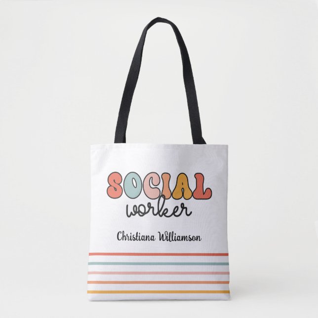 Personalised Retro Social Worker Tote Bag (Front)