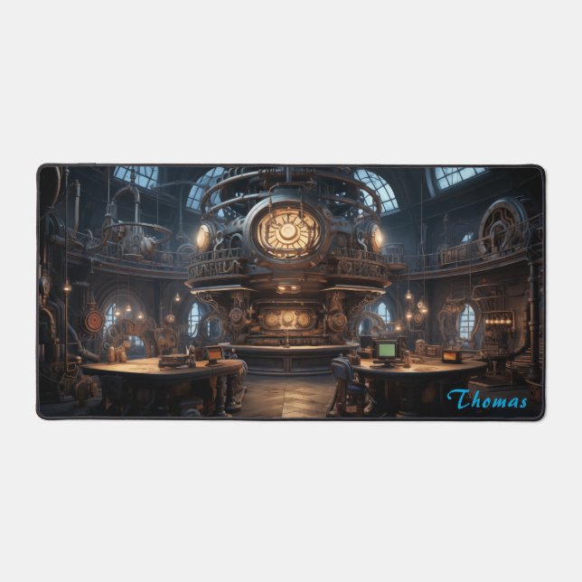 Personalised Retro Steampunk Factory Desk Mat (Front)