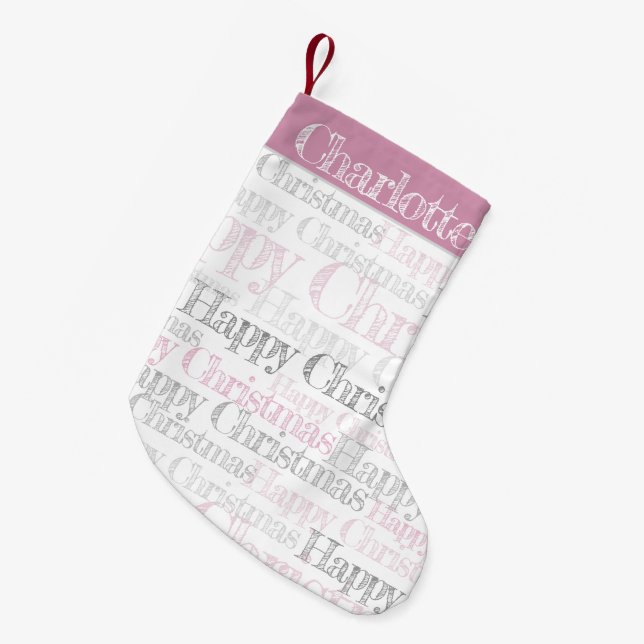 Personalised retro stencil Christmas stocking (Front (Hanging))