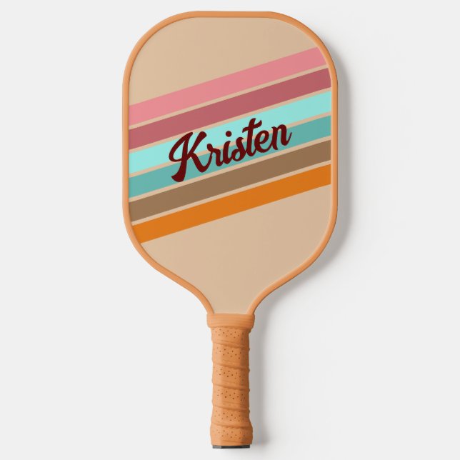 Personalised Retro Stripe Pickleball Paddle (Front)