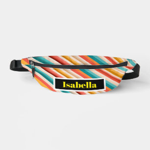 Personalised Retro Striped Fanny Pack   Colourful