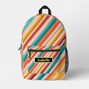 Personalised Retro Striped Geometric Backpack