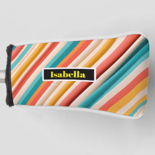 Personalised Retro Striped Golf Putter Cover