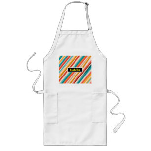 Personalised Retro Striped Long Apron Colourful