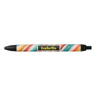 Personalised Retro Striped Pattern Pen Colourful