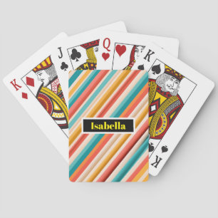 Personalised Retro Striped Poker Cards Colourful