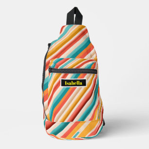 Personalised Retro Striped Sling Bag Colourful