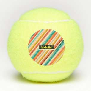 Personalised Retro Striped Tennis Balls Colourfu