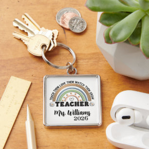 Personalised Retro Style Teacher Key Ring