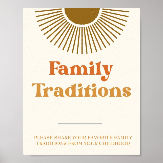 Personalised Retro Sun Family Traditions Sign  (Front)