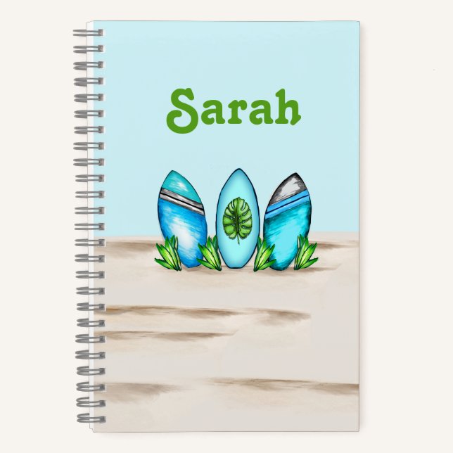 Personalised Retro Surfboards Notebook (Front)