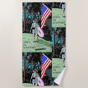 Personalised Retro Travel Poster Beach Towel