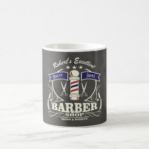 Personalised Retro Vintage Barber Stylist Grey Coffee Mug