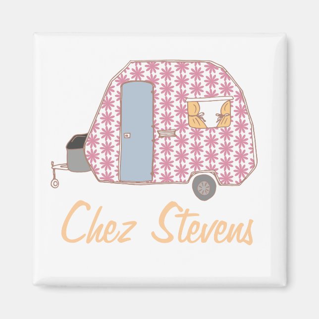 Personalised Retro Vintage Caravan Design Magnets (Front)