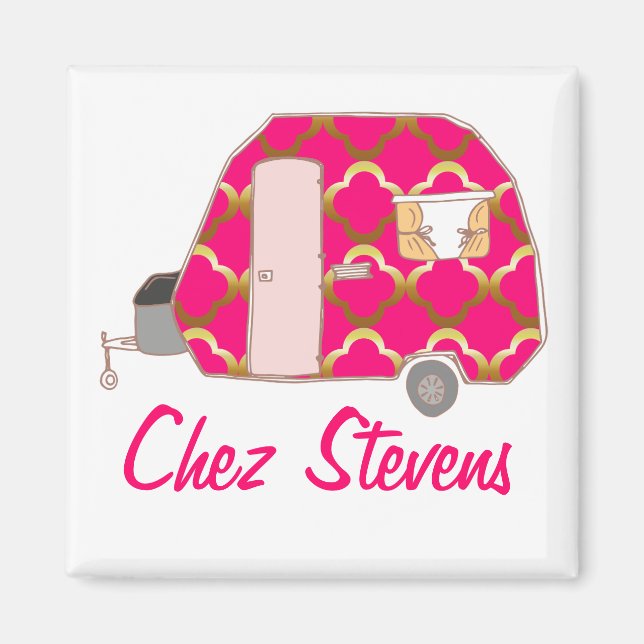 Personalised Retro Vintage Caravan Design Magnets (Front)