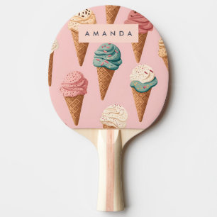 Personalised Retro Vintage Ice Cream Cone Pattern Ping Pong Paddle