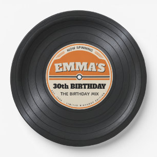 Personalised Retro Vinyl Record Birthday Paper Plate