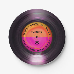 Personalised Retro Vinyl Record Birthday Party Paper Plate