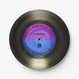 Personalised Retro Vinyl Record Birthday Party Paper Plate