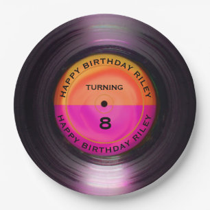 Personalised Retro Vinyl Record Birthday Party Paper Plate