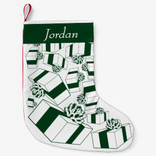 Personalised Retro White Green Gifts  Small Christmas Stocking