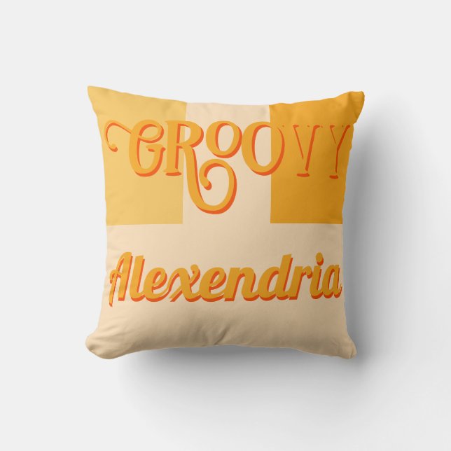 Personalised Retro Yellow Cushion (Front)