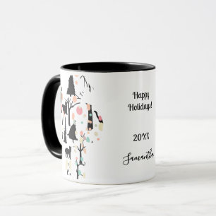 Personalised RetroMinimalist BlackCats & Branches Mug