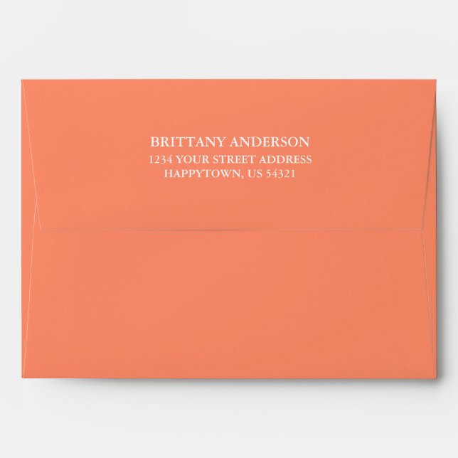 Personalised Return Address Coral Invitation Envelope (Back (Top Flap))