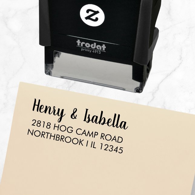 Personalised Return Address Elegant Script  Self-inking Stamp (Couples Name Custom Self-Inking Stamp)