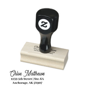 Personalised Return Address Elegant Script Wood  Rubber Stamp