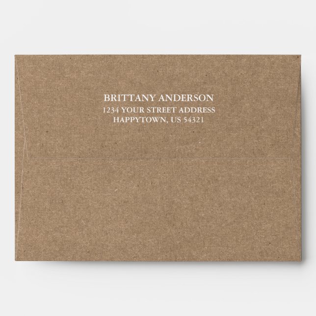 Personalised Return Address Kraft Style Invitation Envelope (Back (Top Flap))
