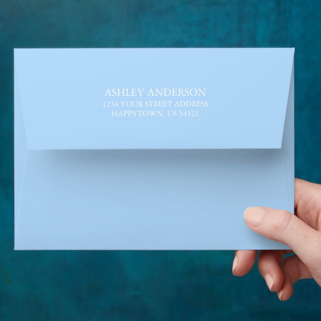 Personalised Return Address Light Blue Invitation Envelope (Hand)