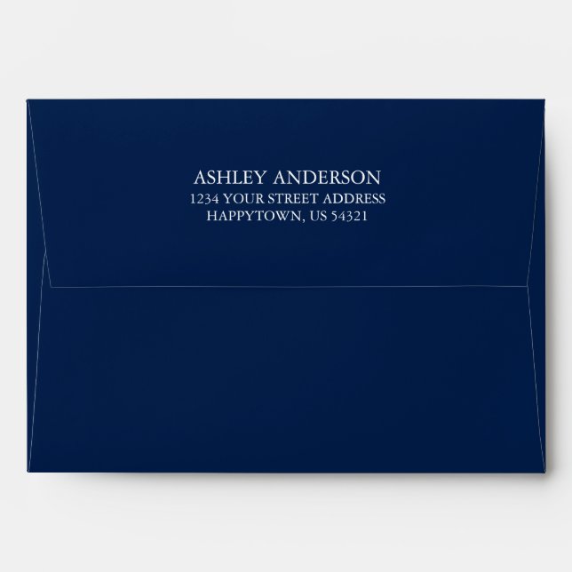 Personalised Return Address Navy Blue Invitation Envelope (Back (Top Flap))