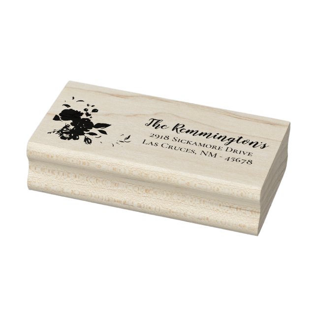 Personalised Return Address Stamp White Roses Gold (Stamp)