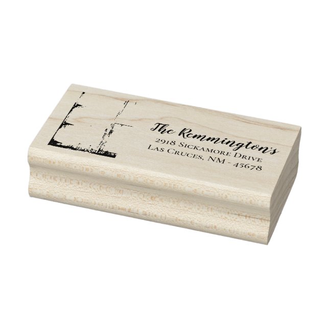 Personalised Return Address Stamp White Wash Wood (Stamp)