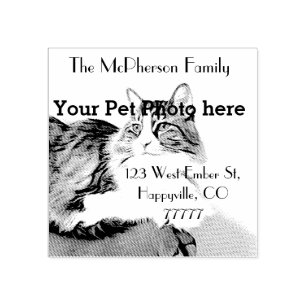 Personalised return address, your pet photo rubber stamp