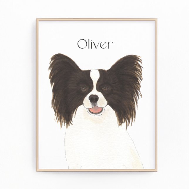 Personalised Reversible Black & White Papillon Dog Photo Print (Creator Uploaded)