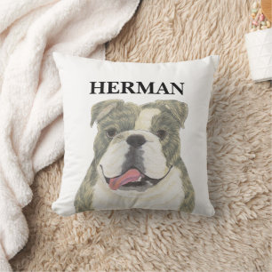 Personalised Reversible Brindle English Bulldog Cushion