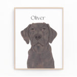 Personalised Reversible Chocolate Labrador Art Photo Print<br><div class="desc">I am in love with this beautifully detailed watercolor illustration of a chocolate lab or labrador! Personalise these art prints with your name or monogram to compliment your decor and change fonts by selecting the "edit using design tool" option at personalisation. Shop the rest of my collection for the sweetest...</div>