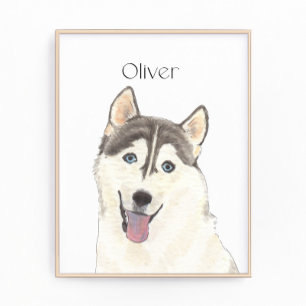Personalised Reversible Husky Dog Art Photo Print