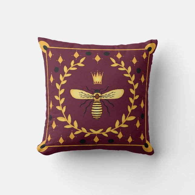 Personalised reversible Queen Bee Cushion (Front)