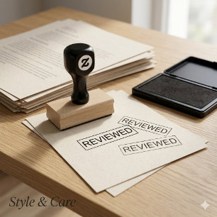 Personalised REVIEWED Text Wood Art Rubber Stamp