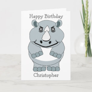 Personalised Rhino Design Birthday Card