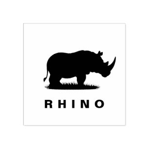  Personalised  Rhino Silhouette Rubber Stamp