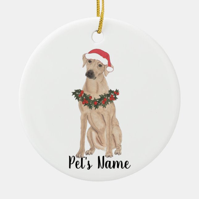 Personalised Rhodesian Ridgeback Ceramic Tree Decoration (Front)