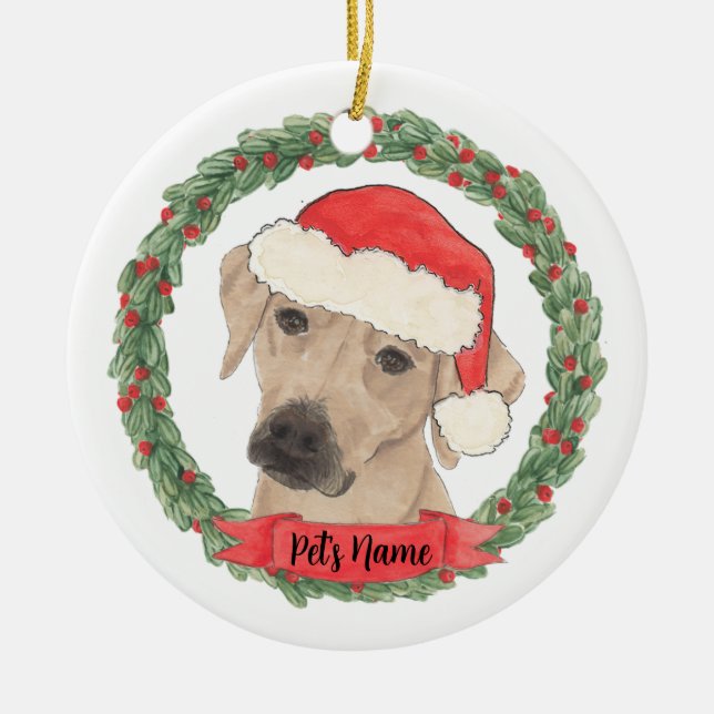 Personalised Rhodesian Ridgeback Ceramic Tree Decoration (Front)